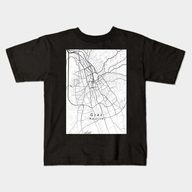 Graz Austria City Map Kids T-Shirt by Robin-Niemczyk